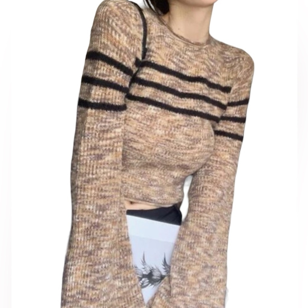 SHEIN Striped Pattern Crop Sweater